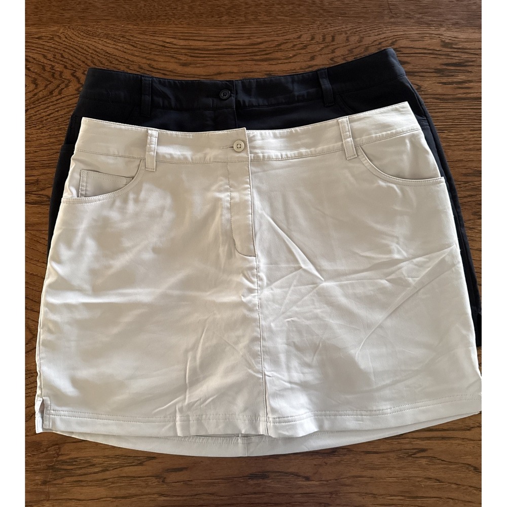 2 Slazenger Skort Womens Sz 12 Skirt Tennis Golf Pickleball Athleisure Beige/Blk
